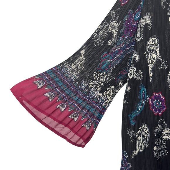 Catherines Womens 2X Paisley Beaded V-Neck Tunic Top 3/4 Bell Sleeves - Picture 8 of 10